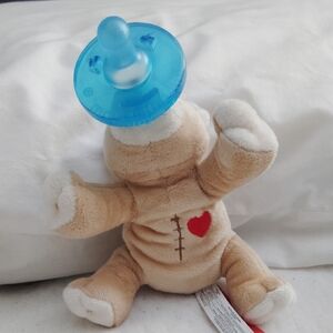 Plush Teddy Bear with Blue Pacifier